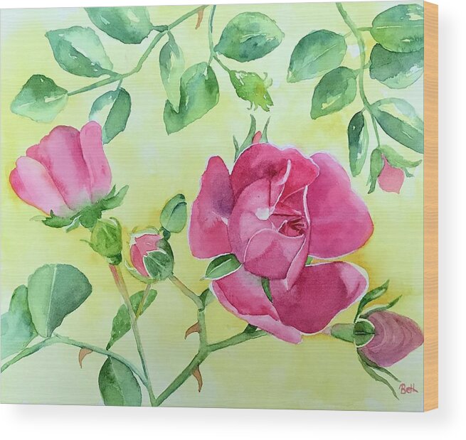 Rose Wood Print featuring the painting Seven Sisters by Beth Fontenot