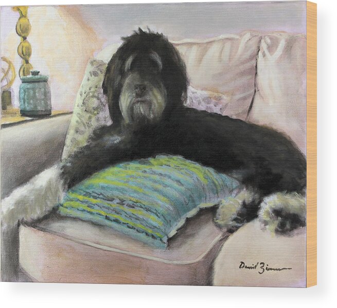 Giant Schnauzer Wood Print featuring the painting Shep by David Zimmerman