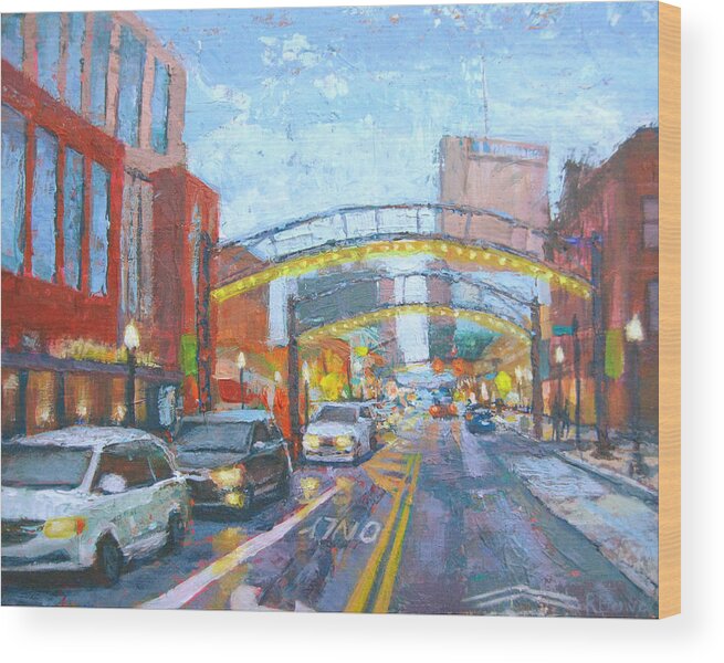 Dusk Wood Print featuring the painting Short North Arches by Robie Benve