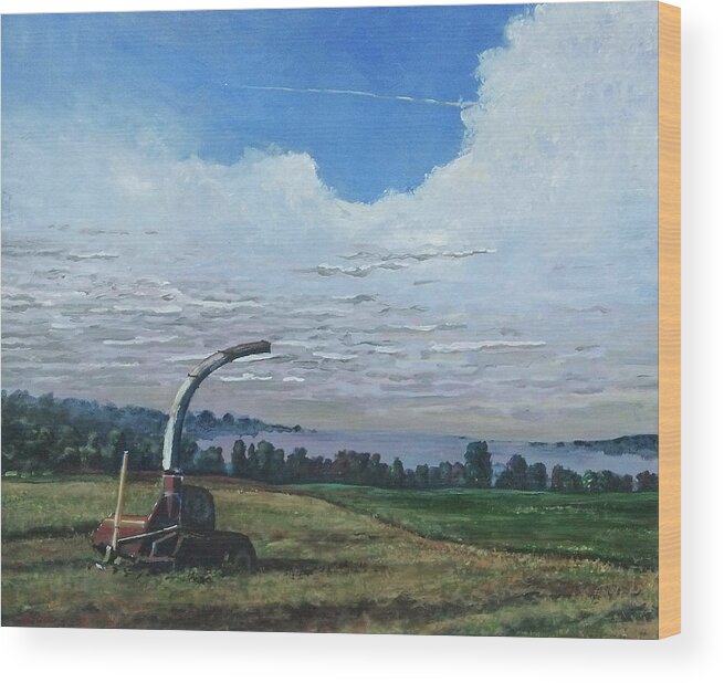 Landscape Wood Print featuring the painting Sky Paths 4 by Douglas Jerving