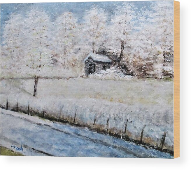 Landscape Wood Print featuring the painting Winter Shed by Gregory Dorosh