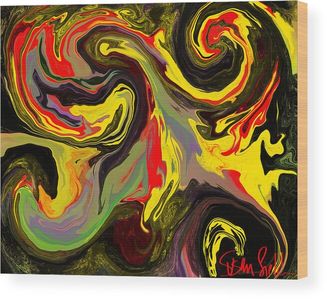 Go With The Flow Wood Print featuring the digital art Sporadic Excitement by Susan Fielder
