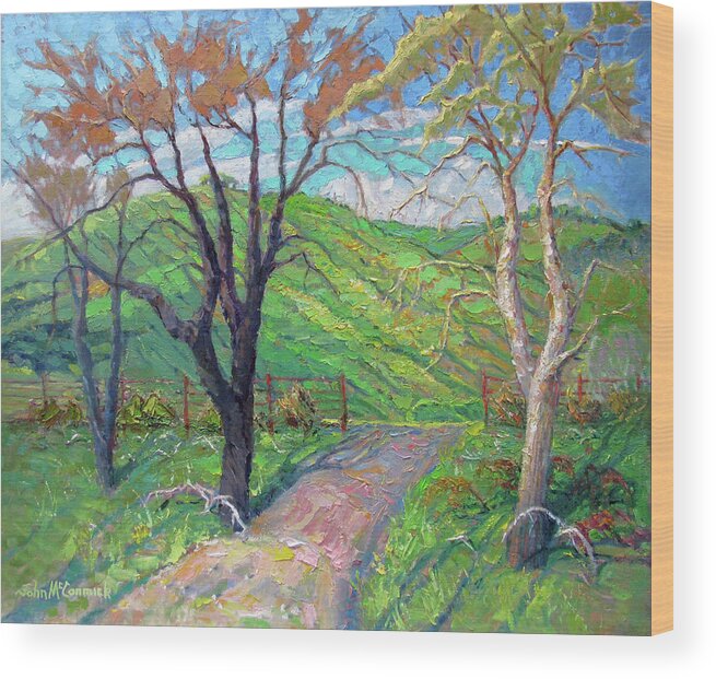 Spring Wood Print featuring the painting Springtime, Sonoma County by John McCormick