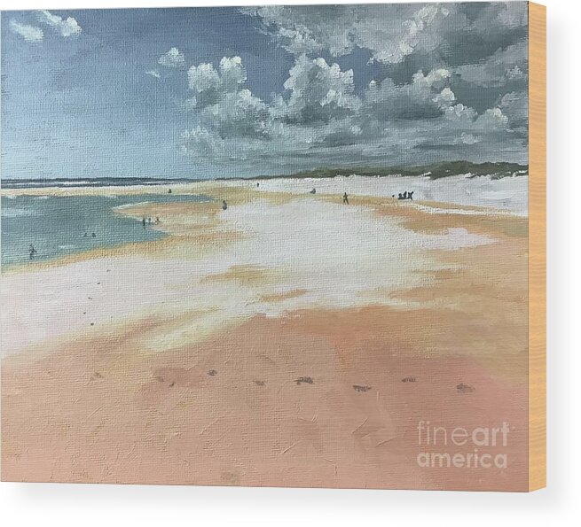 Beach Wood Print featuring the painting St. Augustine Beach by Anne Marie Brown