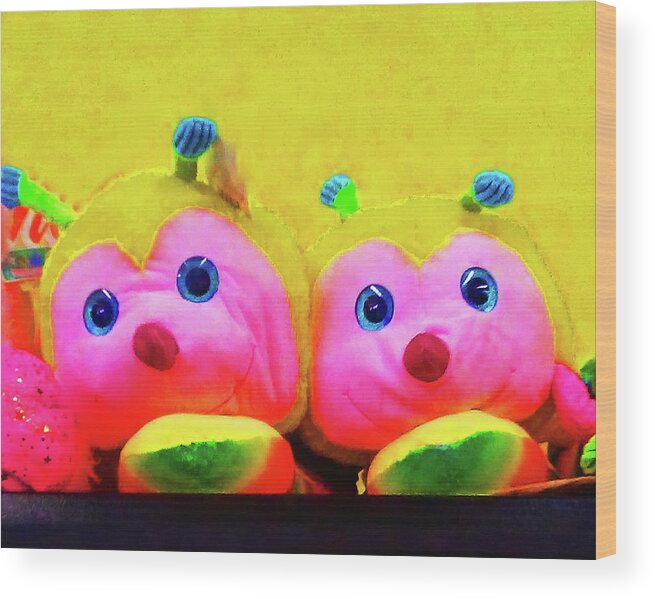 Toys Wood Print featuring the photograph Stuffed Bees by Andrew Lawrence