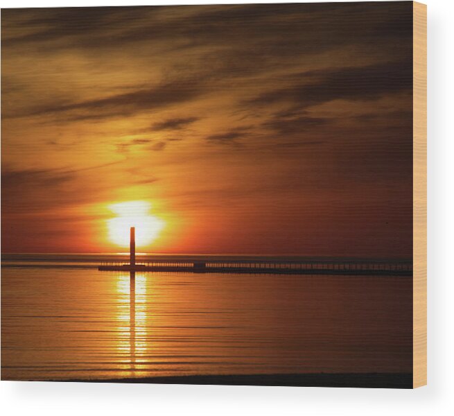 Sunrise Wood Print featuring the photograph Sunrise at Charlotte Pier by Flinn Hackett