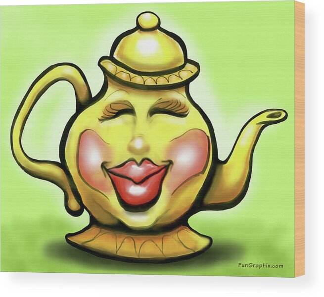 Tea Wood Print featuring the digital art Teapot by Kevin Middleton