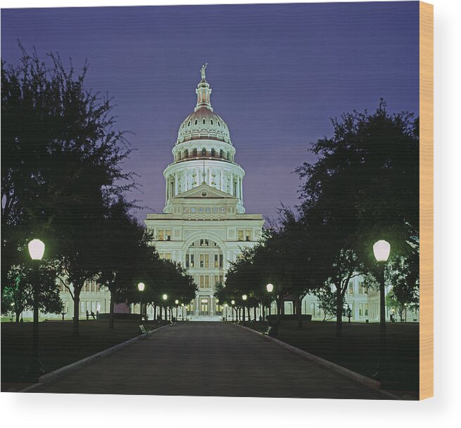 Tranquility Wood Print featuring the photograph Texas State Capitol Building by Murat Taner