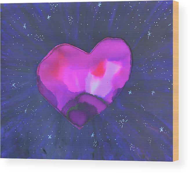 Vibrant Wood Print featuring the painting The Heart of the Universe by Sandy Rakowitz