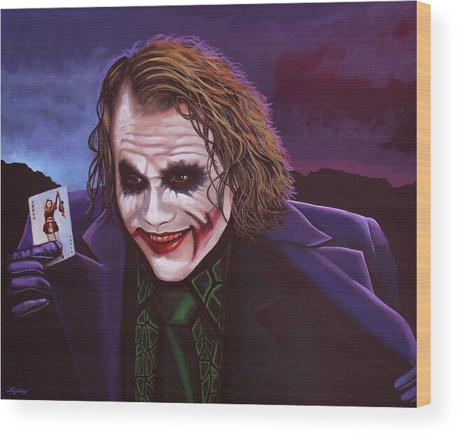 Paul Meijering Wood Print featuring the painting The Joker Art by Paul Meijering