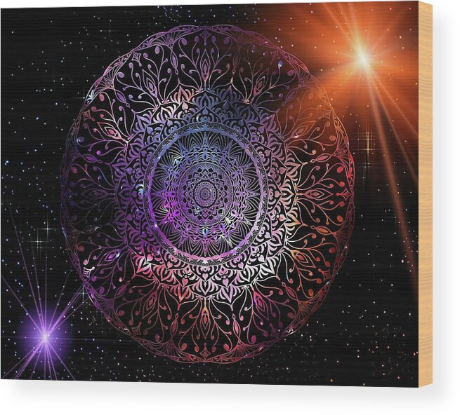 Mandala Wood Print featuring the digital art The Journey Mandala by Angie Tirado