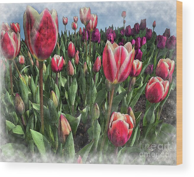 Floral Wood Print featuring the digital art The Land Of Tulips by Kirt Tisdale