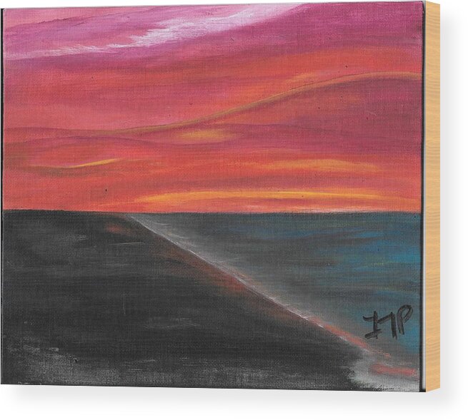 Sky. Sunset Wood Print featuring the painting The Meeting by Esoteric Gardens KN