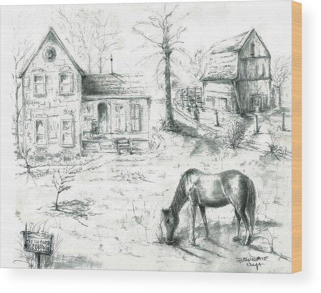 Old Wood Print featuring the painting The Old Horse Farm by Bernadette Krupa
