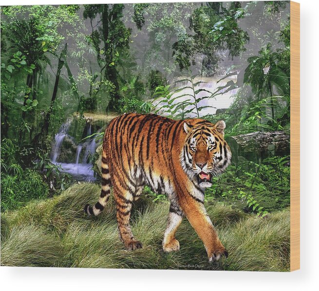 Tiger Wood Print featuring the digital art The Tiger by Norman Brule