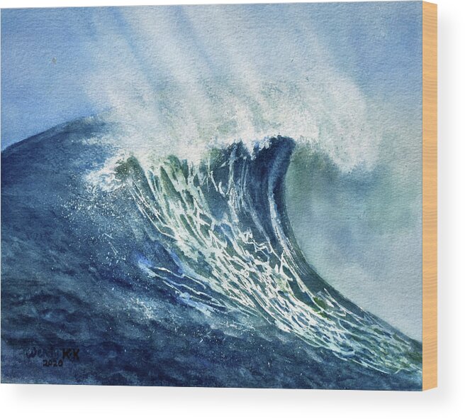 Ocean Wood Print featuring the painting The Wave by Wendy Keeney-Kennicutt