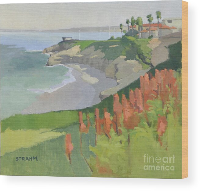 Wedding Wood Print featuring the painting The Wedding Bowl, Casa Beach, La Jolla by Paul Strahm