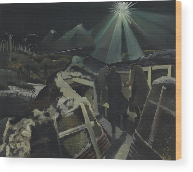 Paul Nash Wood Print featuring the painting The Ypres Salient at Night by Paul Nash