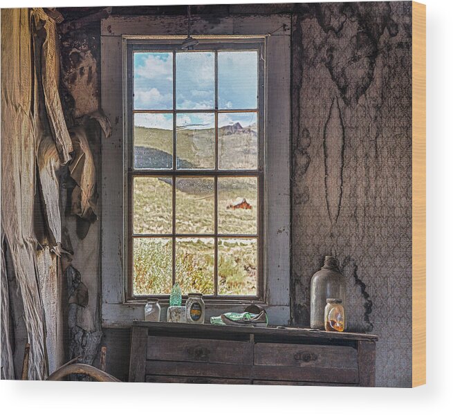 Bodie Wood Print featuring the photograph Through a Window in Bodie by Cheryl Strahl