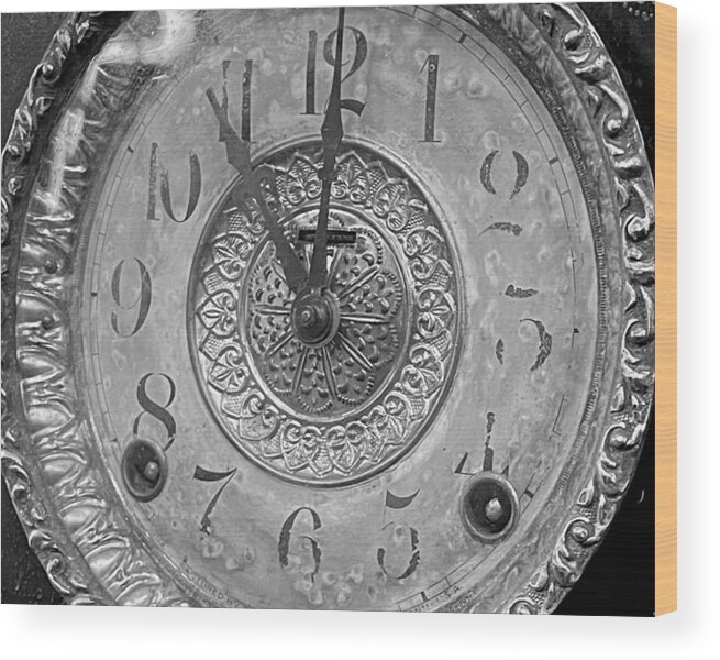 Clock Wood Print featuring the photograph Time's Up BW by Lee Darnell