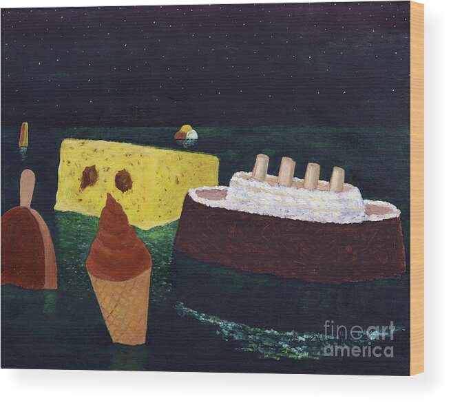Titanic Wood Print featuring the painting Titanic's Birthday by Oleg Konin