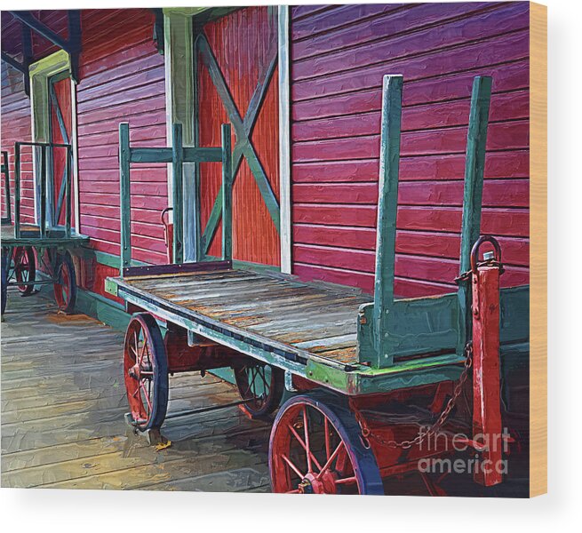 Railroad-station Wood Print featuring the digital art Train Carts by Kirt Tisdale