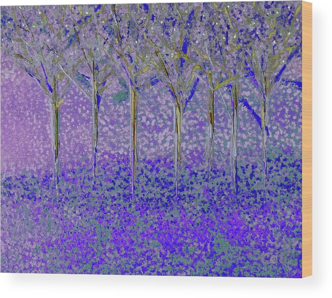 Trees Wood Print featuring the painting Trees in Quiet Purple by Corinne Carroll