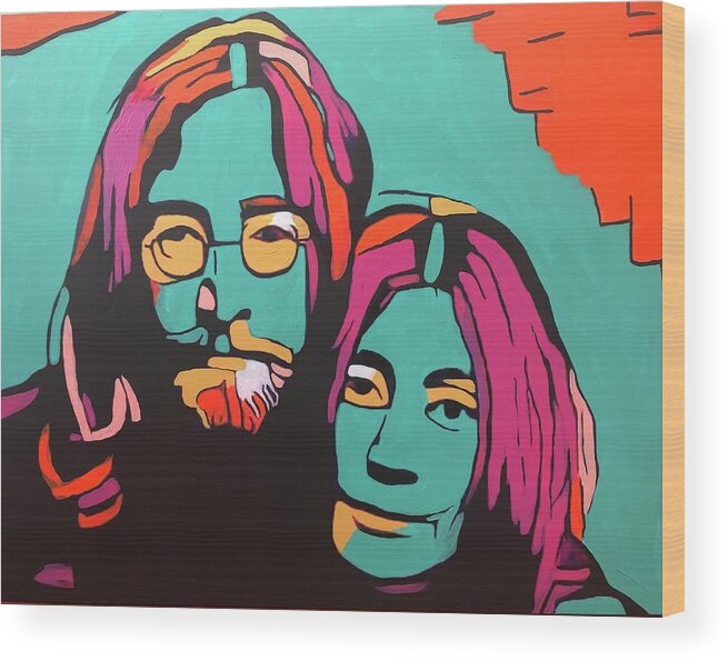 John Lennon Wood Print featuring the painting TrU love by Jayime Jean
