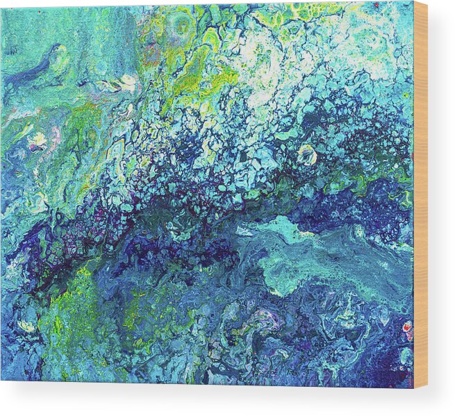 Turquoise Wood Print featuring the painting Turquoise Flow by Maria Meester