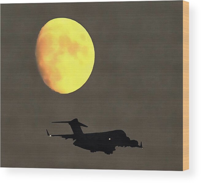 Moon Wood Print featuring the mixed media Twilight Arrival under A Waxing Moon by Christopher Reed