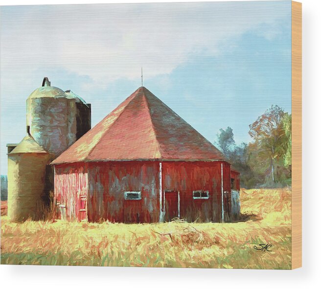 Wood Print featuring the digital art Twin Creeks Octagonal Barn by Stacey Carlson