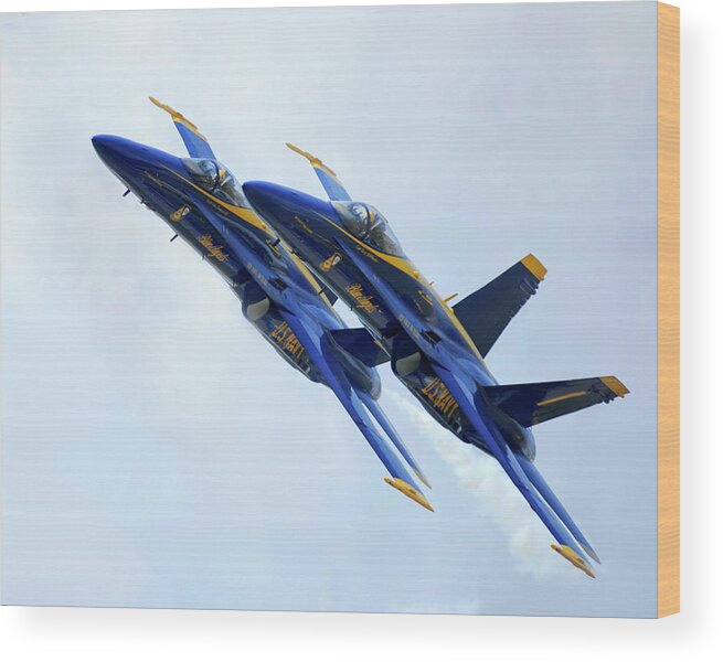 Blue Angels Wood Print featuring the photograph Two Blue Angels In Formation by Gigi Ebert