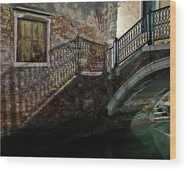 Ponte Wood Print featuring the photograph Under the shadow of a Venetian bridge by Eyes Of CC