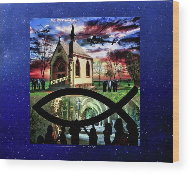 Church Wood Print featuring the digital art Underground Church by Norman Brule