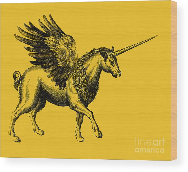 Unicorn Wood Print featuring the digital art Unicorn Myth by Madame Memento