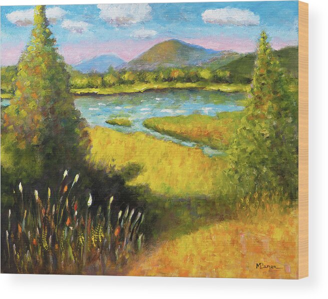 Landscape Wood Print featuring the painting View from Philomath Scout Lodge by Mike Bergen