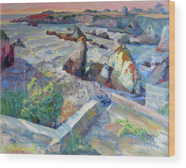 Sonoma Coast Wood Print featuring the painting View, Sonoma Coast by John McCormick