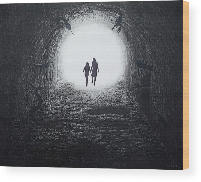 Walking Through The Darkness Towards The Light Wood Print featuring the painting Walking Through the Darkness Towards the Light by Lynet McDonald