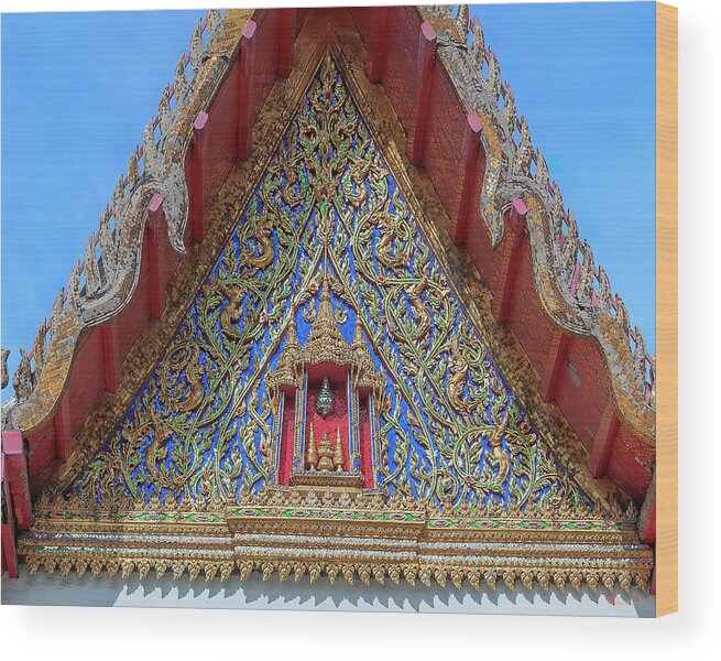 Scenic Wood Print featuring the photograph Wat Maha Pruettharam Assembly Hall Gable DTHB2271 by Gerry Gantt