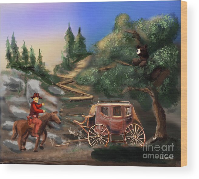 Cowboy Wood Print featuring the digital art Western Surprise by Doug Gist