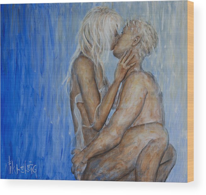 Wet Wood Print featuring the painting Wet Romance by Nik Helbig