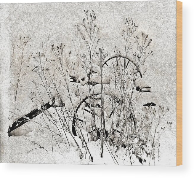 Wheels Wood Print featuring the photograph Wheels In Snow by Don Schimmel