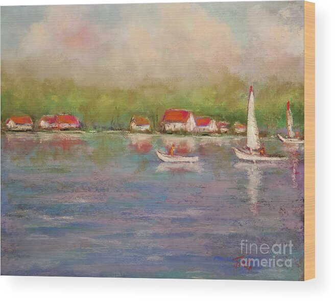 Sailing Wood Print featuring the painting White Sails.raw by Joyce Guariglia