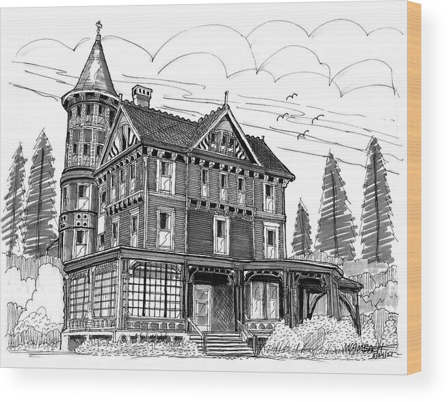 Wilderstein Estate Wood Print featuring the drawing Wilderstein Historic Site Rhinebeck NY by Richard Wambach