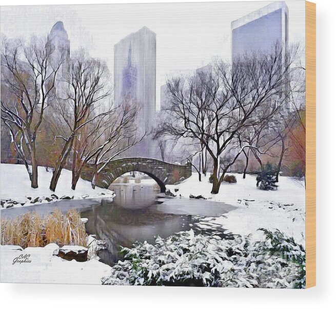 Central Park Wood Print featuring the digital art Winter in Central Park by CAC Graphics