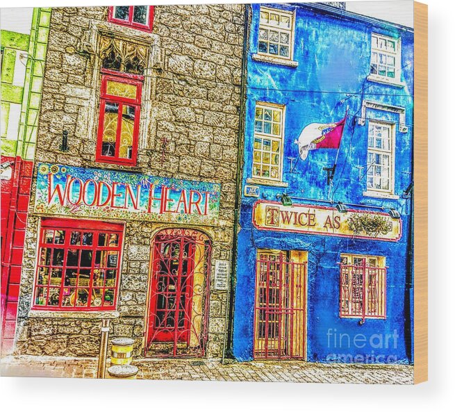 Irish Art Wood Print featuring the painting Wooden heart twice as nice paintings Galway Ireland by Mary Cahalan Lee - aka PIXI