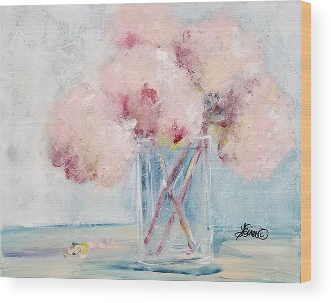 Hydrangea Wood Print featuring the painting You Make Me Blush by Terri Einer