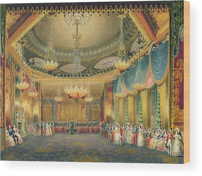 Chandelier Wood Print featuring the painting The Music Room by English School