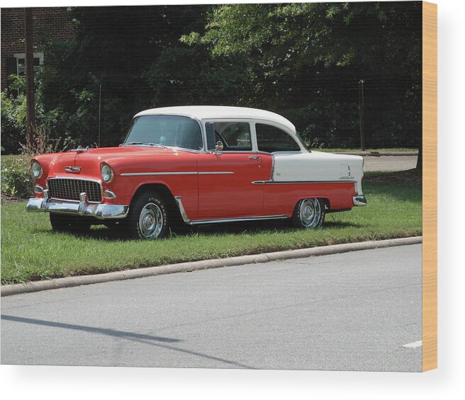55 Wood Print featuring the photograph 55 Chevy #1 by Frank Romeo