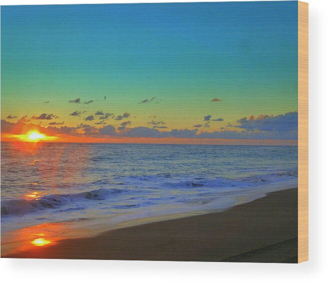 Sunrise.beach.sun. Wood Print featuring the photograph Badsunrise #1 by Robert Francis